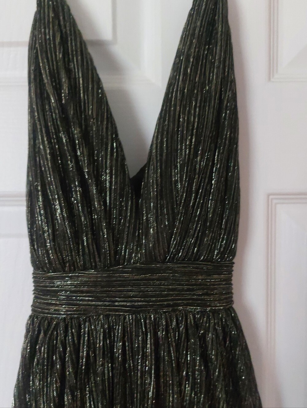 Metallic Black V-Neck Party Dress